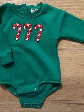 Green Candy Cane Appliqué Baby One-Piece